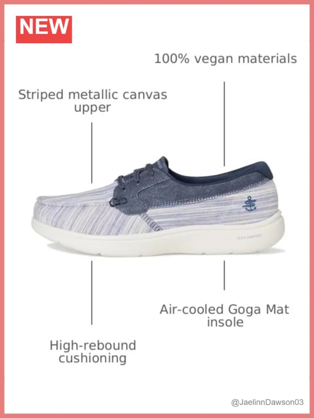 Women's Striped Metallic Canvas Boat Shoes, No Tie Fit, Air-Cooled Cushioned